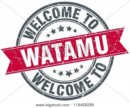 welcome to Watamu red round vintage stamp