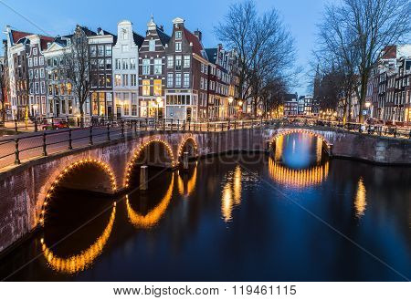 Bridges At The Leidsegracht And Keizersgracht Canals Intersection In Amsterdam
