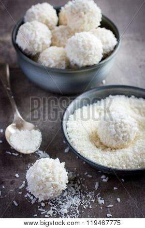 Delicious Homamade White Chocolate And Coconut Candy Balls