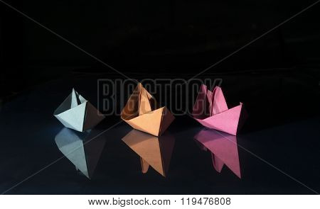 Three Colored Paper Boats