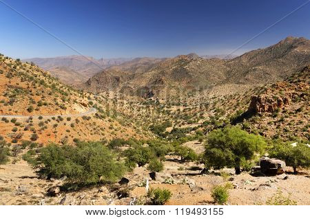 Desert landscape in Antiatlas Mountains, Morocco, Africa