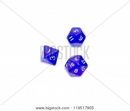 Specialized Polyhedral Dice On A Light Background