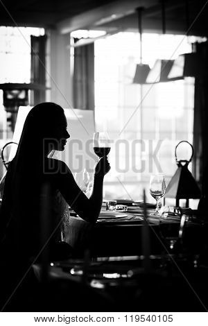 Woman drinking wine