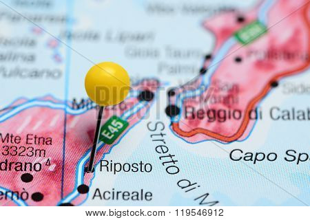 Riposto pinned on a map of Italy