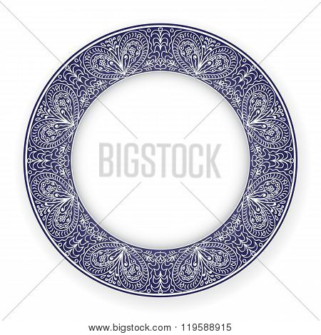 White plate with blue ornament