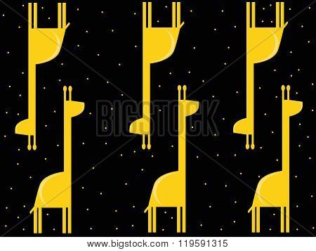 Patterns with giraffe circles and black background with giraffe vector illustration