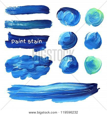 Hand drawn oil paint strokes. Vector background stains set.