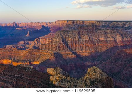 Colorful Sunset At Grand Canyon Seen From Mathers Point