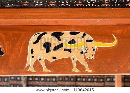 Toraja Traditional House Wood Carvings And Paitings With Buffalo