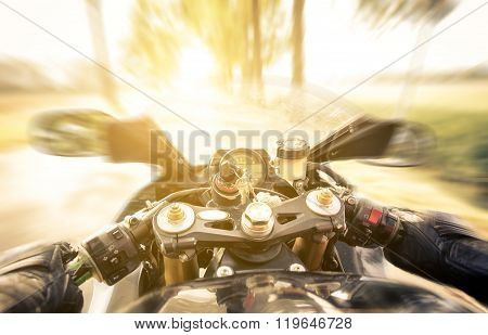 Sport Motorcycle Pov View From Cockpit