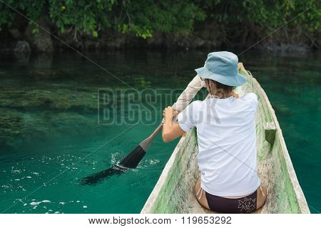 Canoeing Along Wild Coastline Of The Togian Islands, Indonesia