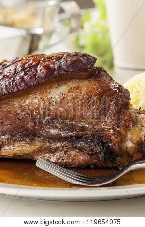 Closeup Of Bavarian Roasted Pork With A Dumpling
