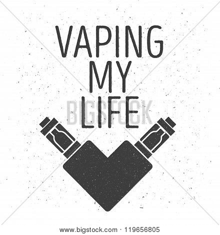 Logo or emblem of two electronic cigarettes in the form of heart