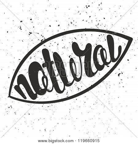 Logo Natural in the form of leaf. Lettering Natural