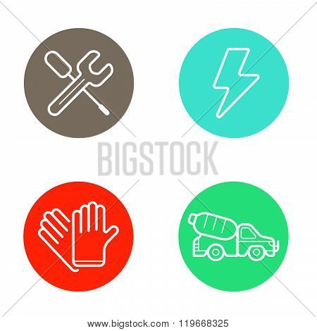 Vector Round Circle Buttons With Icons Can Be Used As Logo Or Icon