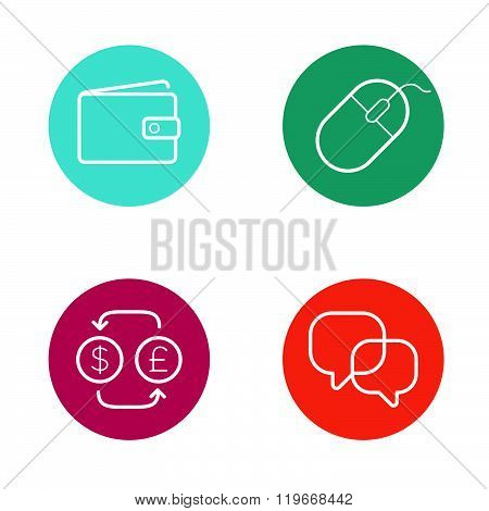 Vector Round Circle Buttons With Icons Can Be Used As Logo Or Icon