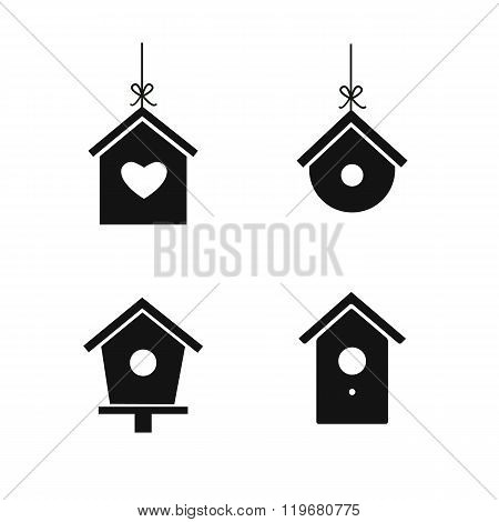 Bird house icon set