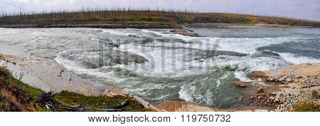 Rocky Rapids On A Northern River.