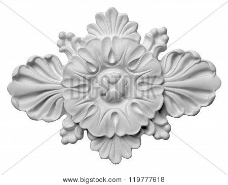 decoration item made of white plaster. relief stucco interior