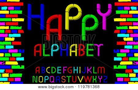 Vector Tridimensional Decorative Multicolor Font 