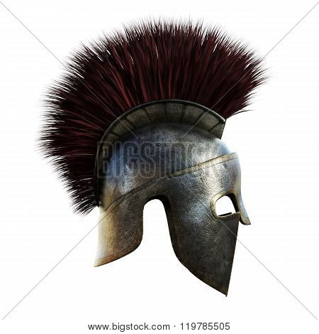 Spartan helmet on an isolated white background.