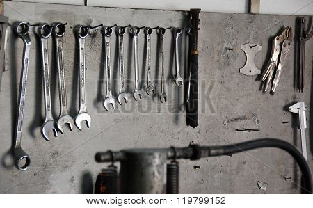 Tools On Wooden Board