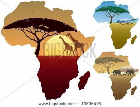 Africa Map Landscapes