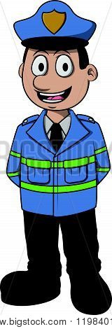 Traffic officer vector cartoon illustration