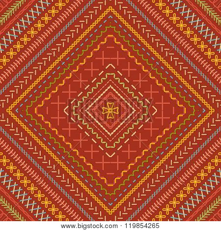 Seamless Red Ethnic Pattern.