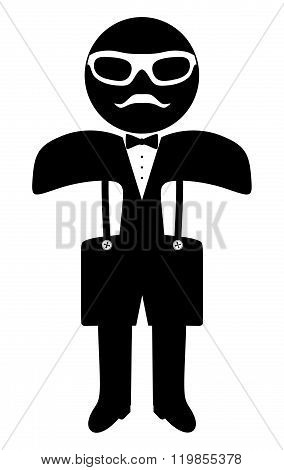 Hipster Man. Suit. Bow Tie