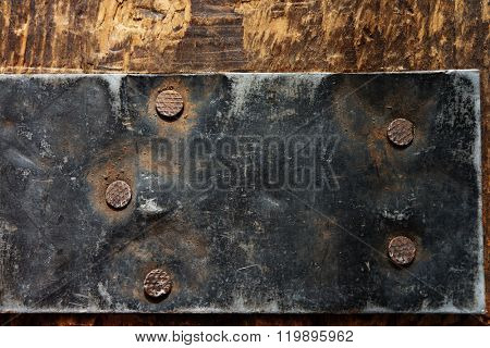 Reinforcement. Old Iron reinforcement on a old wooden crate.