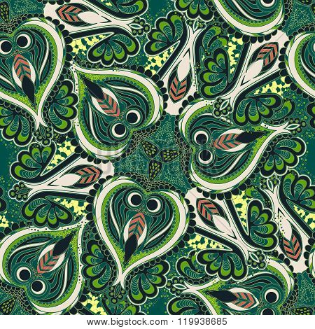 Seamless abstract hand-drawn floral  pattern