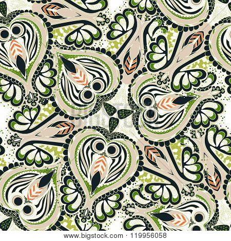 Seamless abstract hand-drawn floral  pattern.