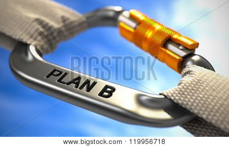 Chrome Carabiner Hook with Text Plan B.