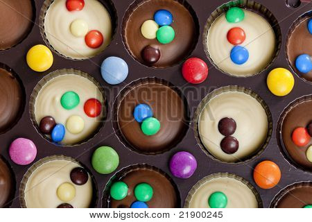 still life of chocolate with smarties