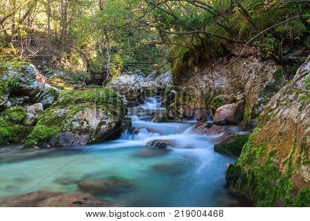 Mountain stream in the Lepena valley in Slovenia