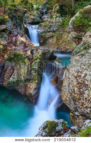 Mountain stream in the Lepena valley in Slovenia