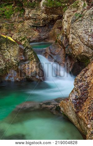 Mountain stream in the Lepena valley in Slovenia