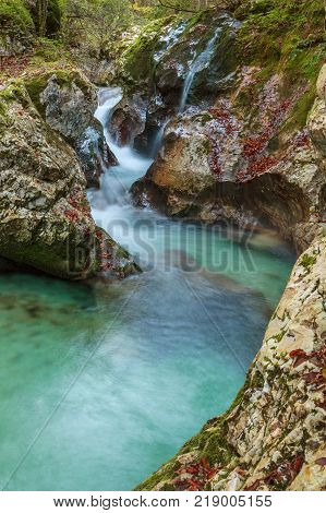 Mountain stream in the Lepena valley in Slovenia