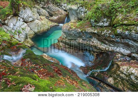 Mountain stream in the Lepena valley in Slovenia