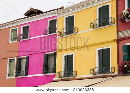 Colorful windos in Burano island, Veneto, Italy