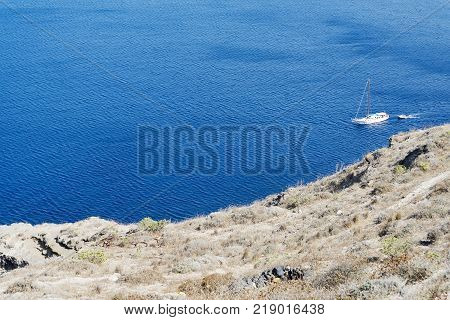 Sweeping Landscape Overlooking The Island Of Santorini, Greece