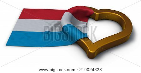 flag of Luxembourg and heart symbol - 3d rendering
