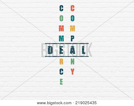 Business concept: Painted blue word Deal in solving Crossword Puzzle
