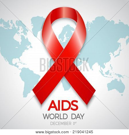 Aids Awareness Red Ribbon. World Aids Day concept. Vector Illustration
