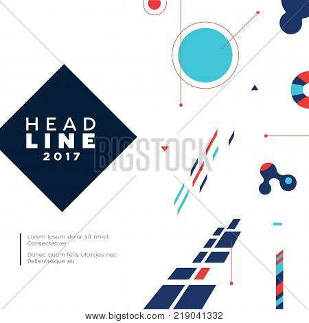 Abstract Background - modern vector template illustration on white background with place for your text. Heading formed in a dark lozenge frame. Stylish image with bright brush stroke, spots and dots