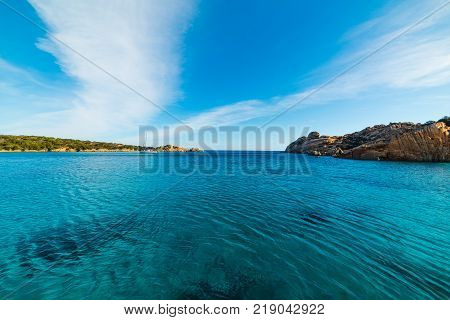 Blue sea in Spalmatore beach. La Maddalena Sardinia