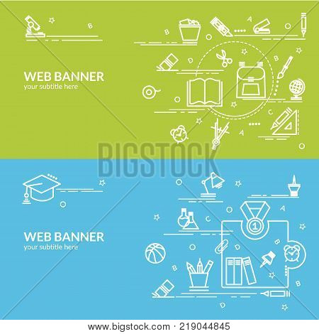Flat colorful design concept for Education. Design art branding corporate identity stationary product design painting for website banner flyer and print.