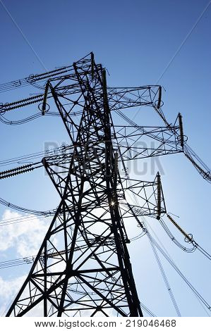 Electricity Pylons At Drax Power Station Yorkshire England