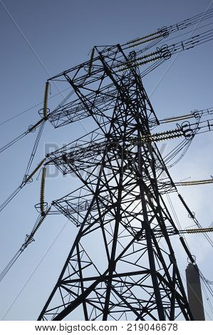 Electricity Pylons At Drax Power Station Yorkshire England